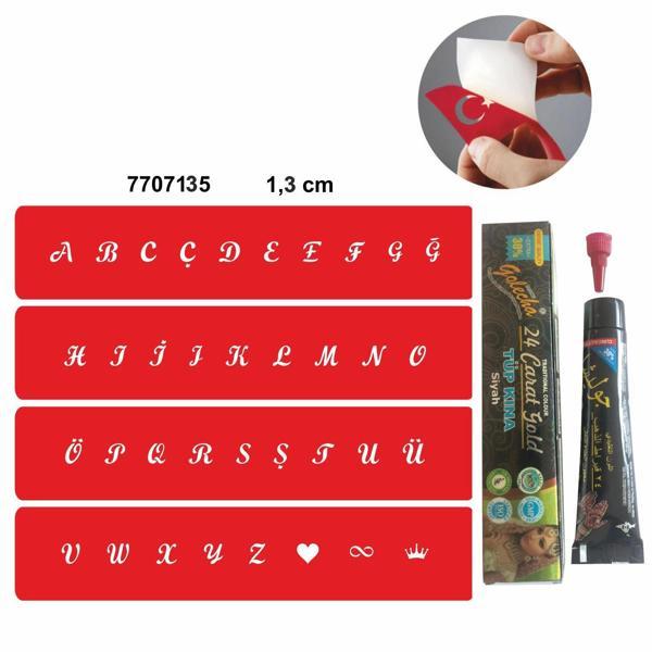 Alfabe Şerit Harfler Hint Kınası ile Geçici Dövme Yapma Seti - Image 1
