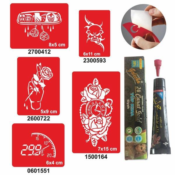 İbre Hız Desenleri Hint Kınası ile Geçici Dövme Yapma Seti - Image 1