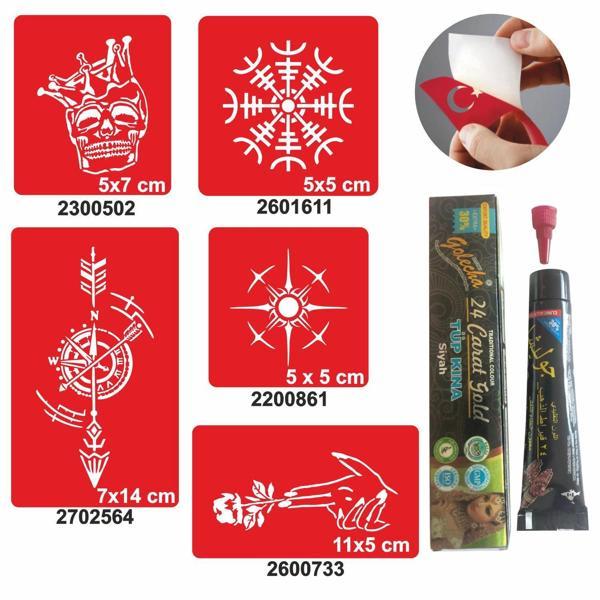 Pusula Gül Desenleri Hint Kınası ile Geçici Dövme Yapma Seti - Image 1