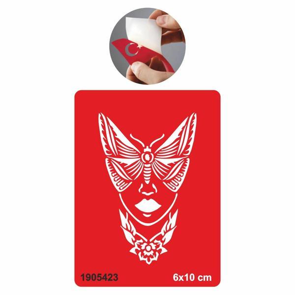Kelebek Yüzlü Kadın Tattoo Geçici Dövme Şablonları Kına Kalıpları - Image 1