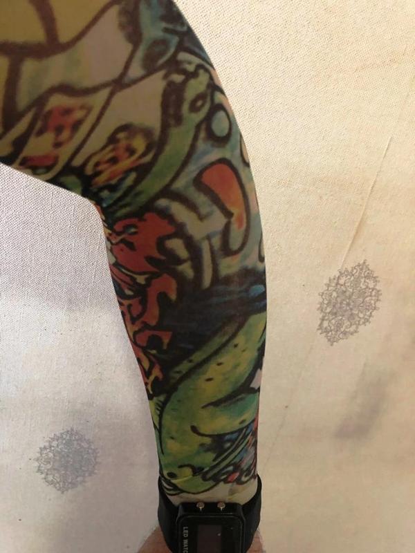 Çift Kol Giyilebilir Dövme Yeşil Tonlu Desenler Tattoo Sleeve - Image 1