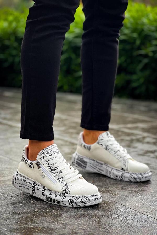 KB-02  Kuback Bağcıklı Crocodile Beyaz Gazete Günlük Erkek Ayakkabı - Image 1