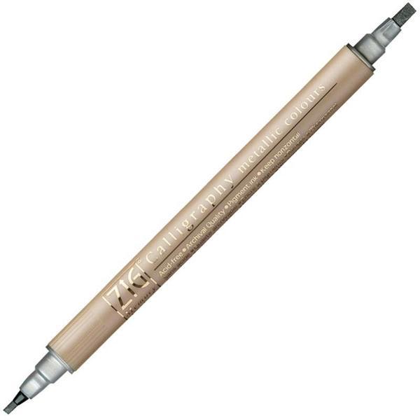 Supertrend Çift Uçlu Yaldızlı Kaligrafi Kalemi 2 mm. + 3.5 mm. 102 Metallic Silver - Image 1