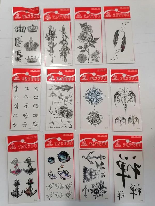 12 Adet Birden Minimal Yapıştırma Dövme Model 2 - Image 1