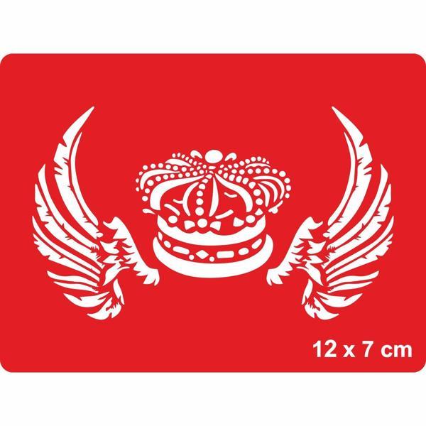 Kanatlı Kral Tacı Tattoo Geçici Dövme Şablonları Kına Kalıpları - Image 1