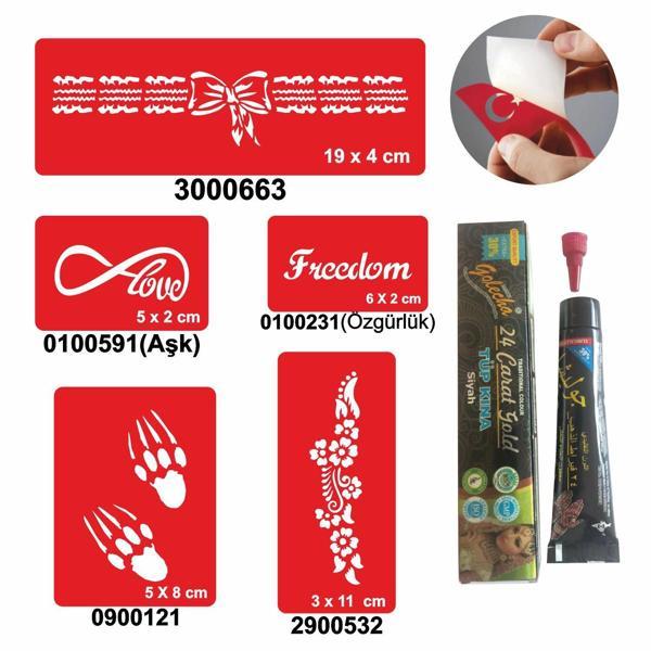 Sonsuz Pençe Desenleri Hint Kınası ile Geçici Dövme Yapma Seti - Image 1