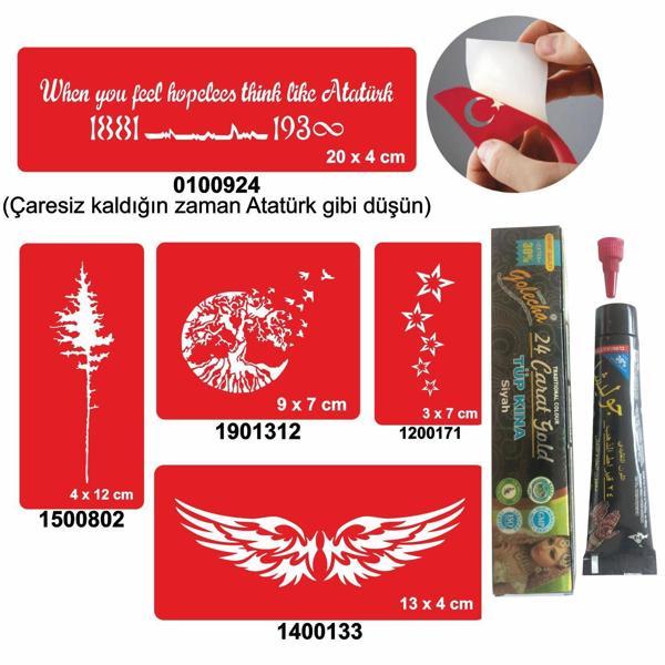 Doğa Desenleri Hint Kınası ile Geçici Dövme Yapma Seti - Image 1