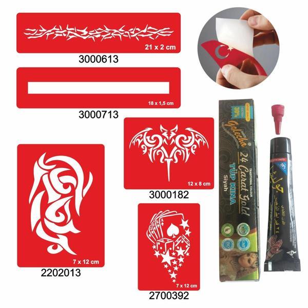 Tribal Zincir Desenleri Hint Kınası ile Geçici Dövme Yapma Seti - Image 1
