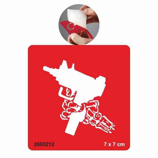 İskelet Silah Taramalı Tabanca  Tattoo Geçici Dövme Şablonları Kına Kalıpları - Image 1