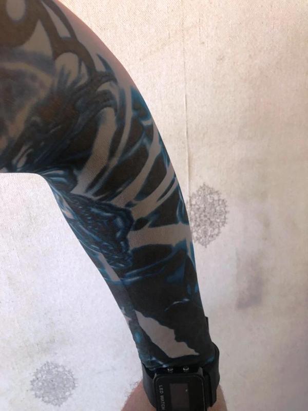 Çift Kol Giyilebilir Dövme Mavi Tribal Desenler Tattoo Sleeve - Image 1