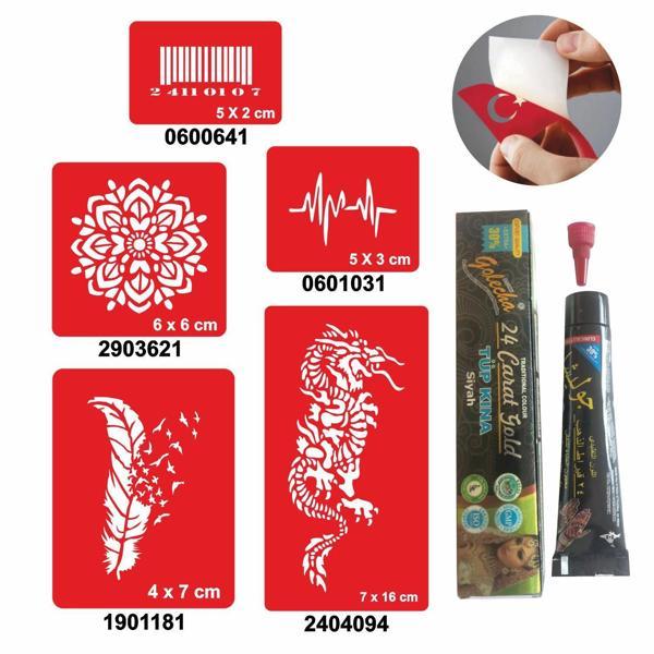 Örtücü Kapatma Desenleri Hint Kınası ile Geçici Dövme Yapma Seti - Image 1