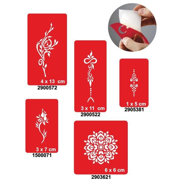 Çiçek Sepeti 5'li Set Dövme Kına Şablonu - Image 1