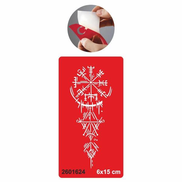 Savaşçı Viking Pusulası    Stencil Tattoo Geçici Dövme Şablonları Kına Kalıpları - Image 1