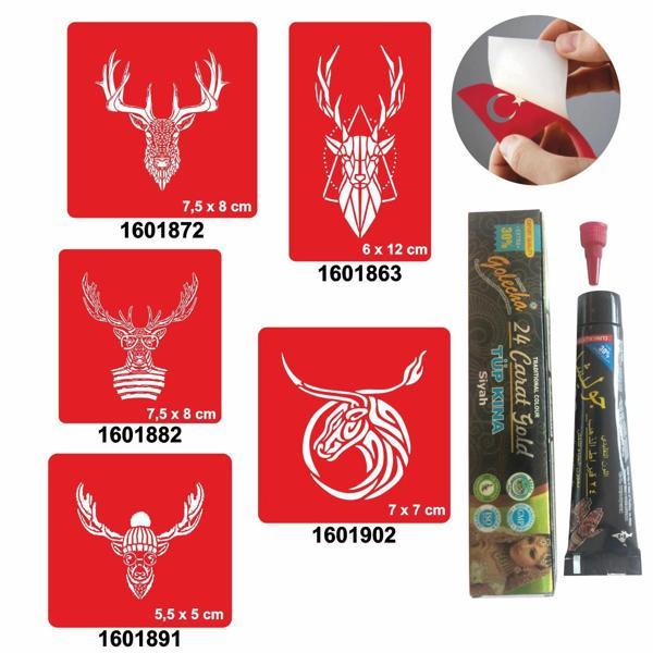 Geyik Desenleri Hint Kınası ile Geçici Dövme Yapma Seti - Image 1