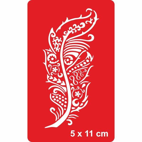 Desenli Kuş Tüyü 252 Tattoo Geçici Dövme Şablonları Kına Kalıpları - Image 1