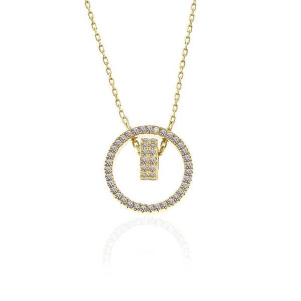 Supertrend Gümüş Gold İç İçe Geçmiş Halka Kadın Kolye - Image 1