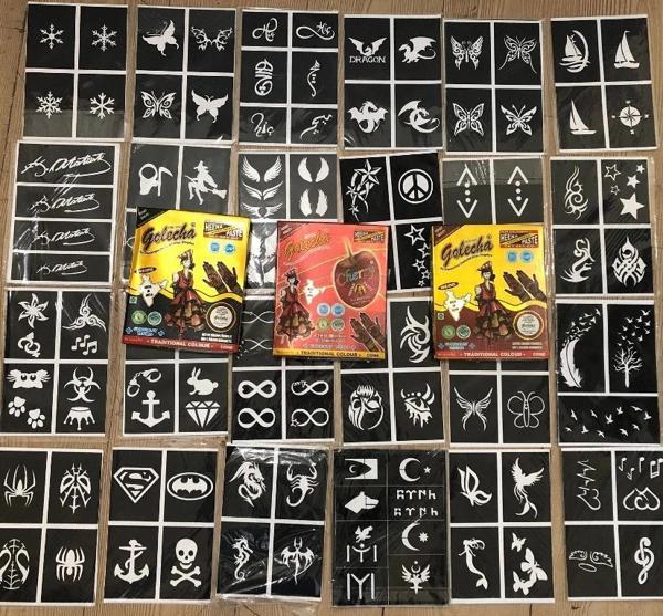 50 Sayfa Kına Deseni ve 12 Tüp Golecha Kına Seti - Image 1