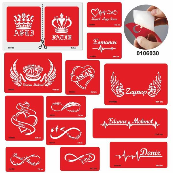 Özel İsim ve Yazı Yazma Dövme Şablonu Sadece Desen - Image 1