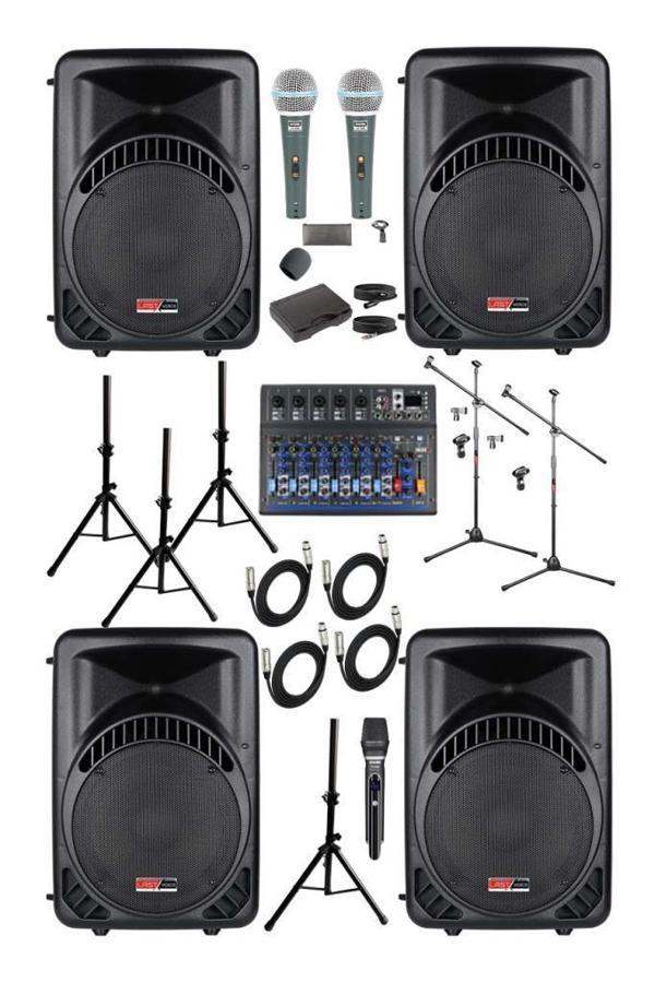 Lastvoice Ample Covering-Paket-4 Aktif hoparlör ve Mixer Full Ses Sistemi Seti - Image 1