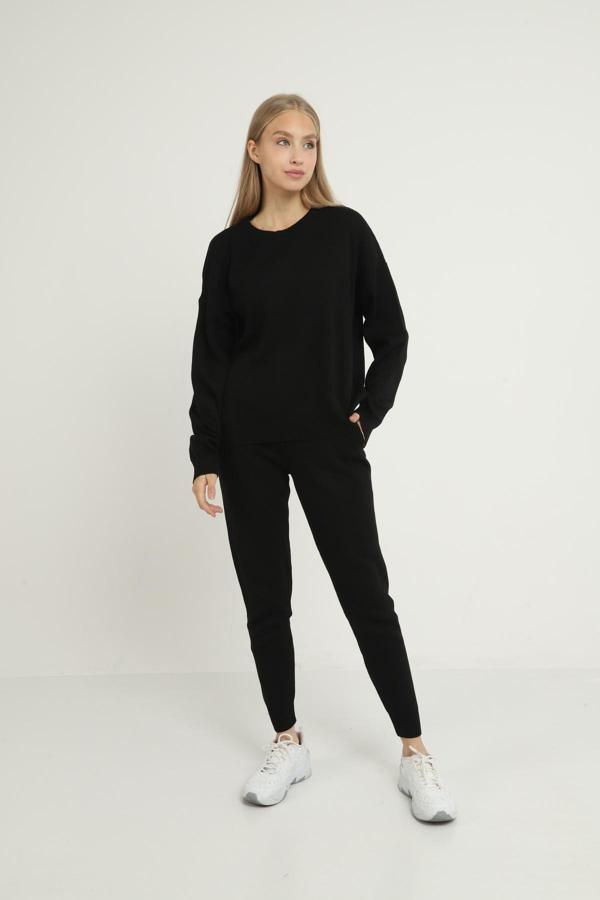 Blue Petrol Kadın Bej Bisiklet Yaka Triko Takım - Image 1