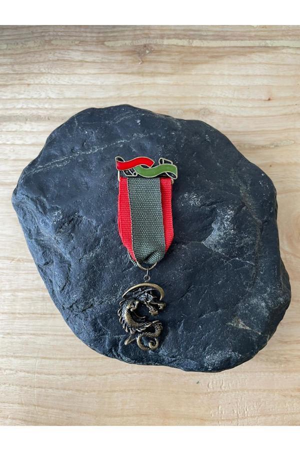 Sanat Taciri Eskilerden Ejderha Temalı Madalyon Rozet Metal Madalyon - Image 1