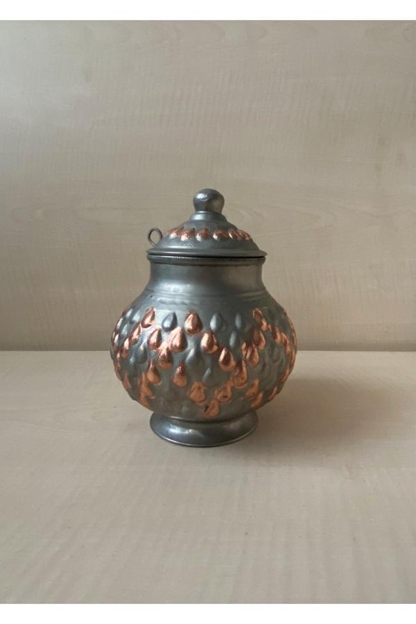 Sanat Taciri Antika Bakır Şekerlik Bakır Kapaklı Kutu - Image 1