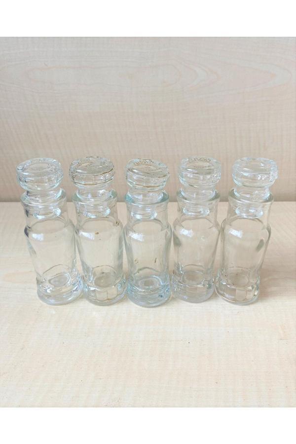 Sanat Taciri Koleksiyonluk 5 Adet Milan Pepe Yazılı Vintage Minyatür Kapaklı Cam Şişeler - Image 1