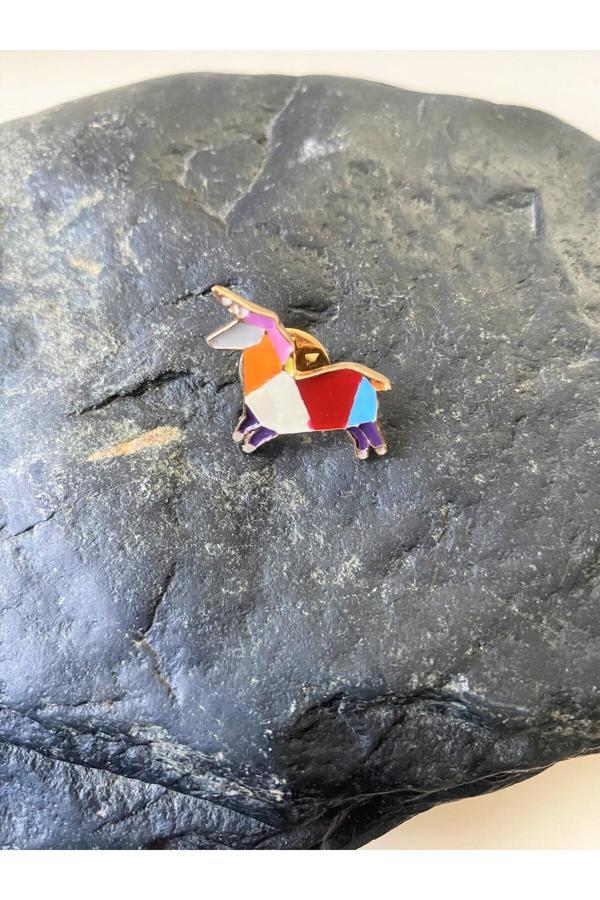 Sanat Taciri Vintage Mineli At Formunda Rozet Yaka Broşu - Image 1