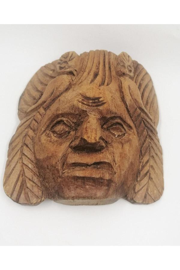 Sanat Taciri 16Cm Avrupa El Oyması Tek Parça Maske Ahşap Heykel Biblo - Image 1