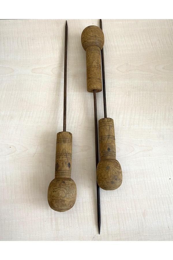 Sanat Taciri Büyük Boy 1 Adet Antika Rufai Zikir Şişi Ahşap Saplı Şiş - Image 1