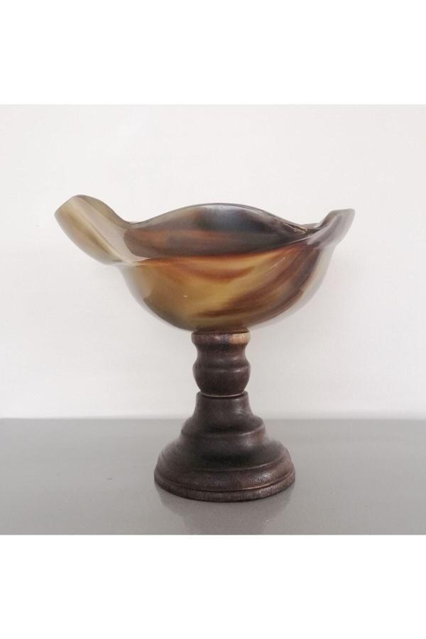 Sanat Taciri Bufalo Boynuzu Sunumluk Kaideli Boynuz Şekerlik Dekorluk No 99 - Image 1