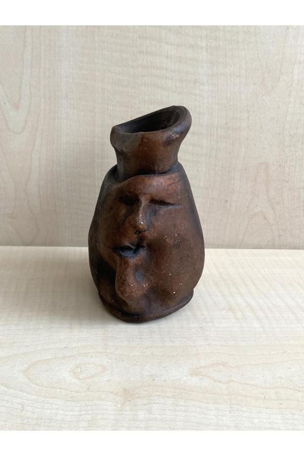 Sanat Taciri El Yapımı Vazo Toprak Vazo İnsan Yüzü Şeklinde Kalemlik - Image 1