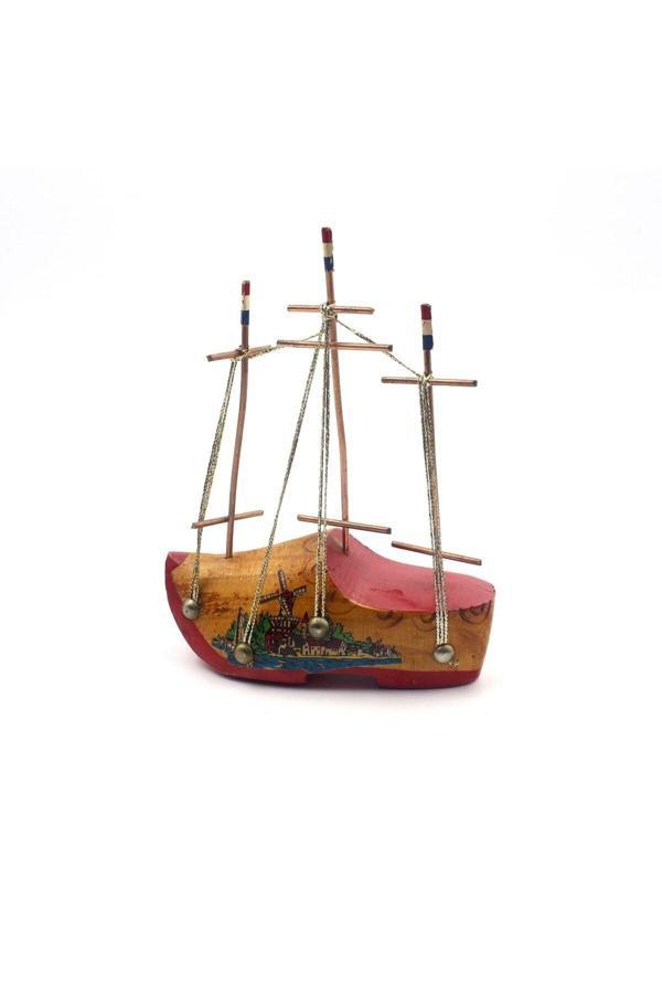 Sanat Taciri Eskilerden Hollanda Işi Ahşap Gemi Biblosu -- No4569 - Image 1