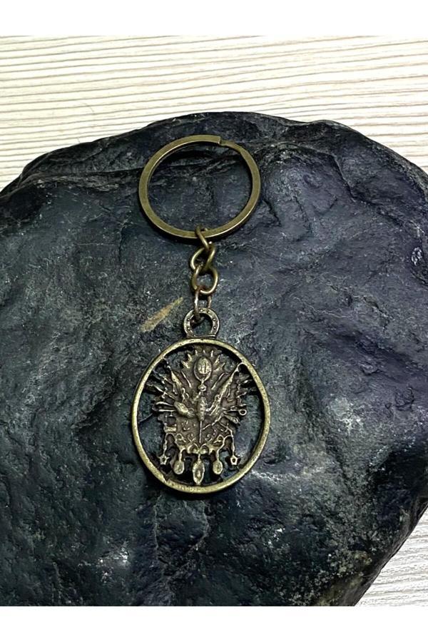 Sanat Taciri Bronz Renkte Osmanlı Arması Metal Anahtarlık - Image 1