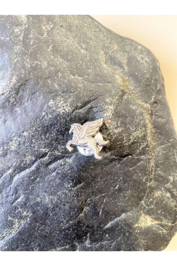 Sanat Taciri Koleksiyonluk Gümüş Renk Kanatlı At Rozet Hava Yolları Rozetyaka Broşu No 890 - Image 1