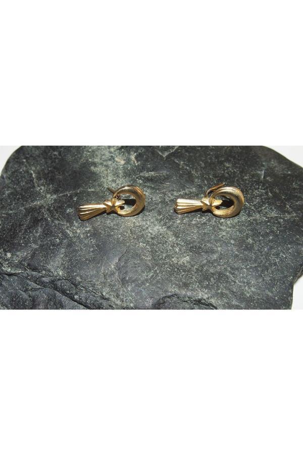 Sanat Taciri Antika Pirinç Renkte Ay Yıldız Temalı Harika Kol Düğmesi - Image 1