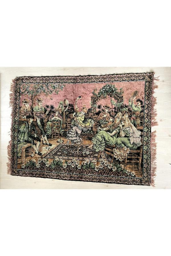 Sanat Taciri Vintage İspanyol Dançıları Temalı Duvar Halısı Püsküllerde Yıpranmalar Var - Image 1