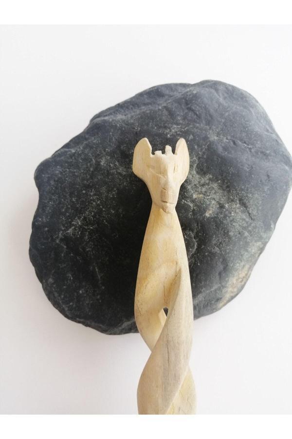 Sanat Taciri Zürafa Figürlü El Işi Ahşap Oyma Kaşık Duvar Süsü - Image 1