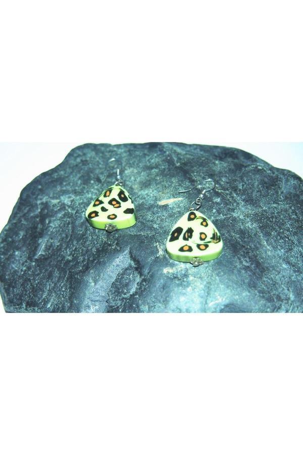 Sanat Taciri - Leopar Desenli Plastik Küpe - Image 1