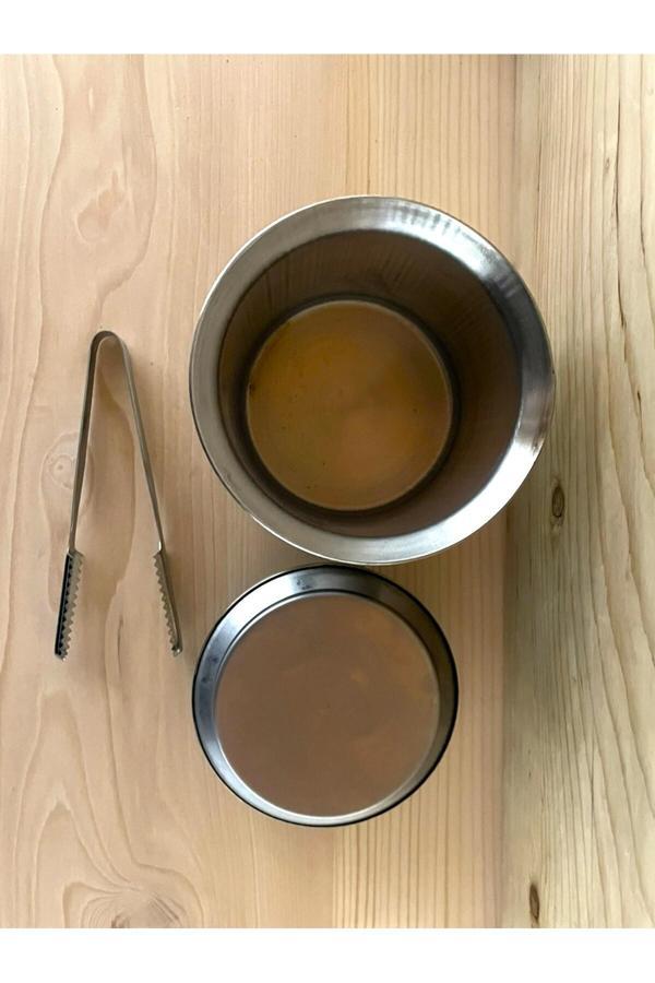 Sanat Taciri Buz Kovası Metal Buz Kovası Maşa Hediyelı Kapaklı Kova - Image 1