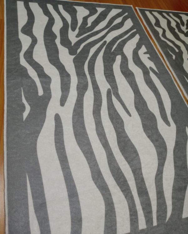 2Lİ BANYO SETİ BASKILI ZEBRA GRİ - Image 1