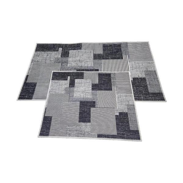 2Lİ BANYO SETİ BASKILI KARE SİYAH - Image 1