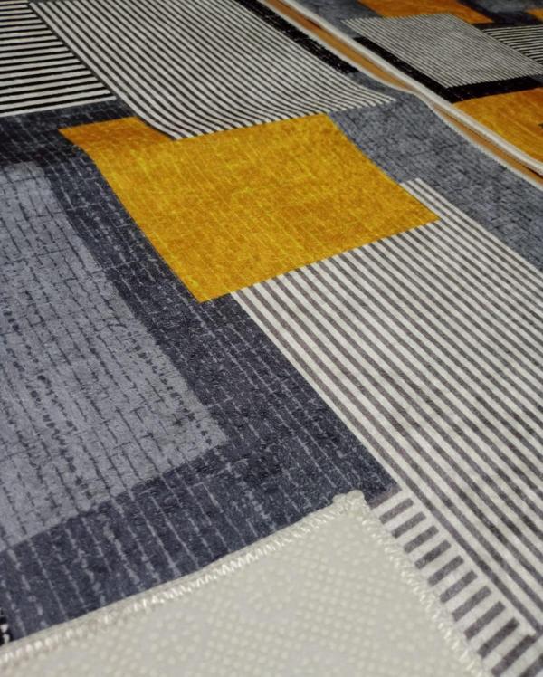 2Lİ BANYO SETİ BASKILI KARE HARDAL - Image 1