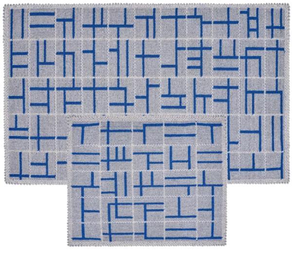 2'Lİ PAMUKLU BANYO PASPASI BLUNİTY GRİD MAVİ - Image 1