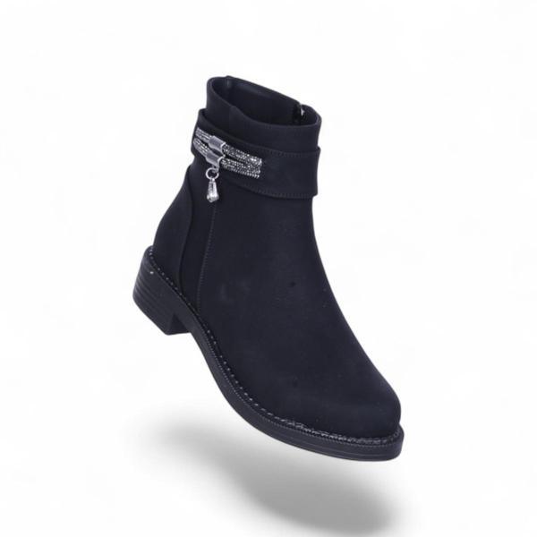 Alens A4 Siyah Nubuk Kadın Düz Bot - Image 1