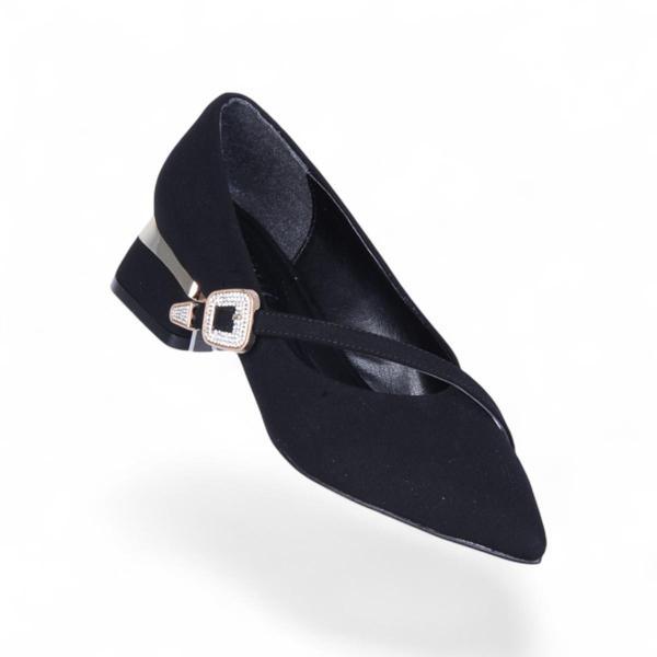 Scarletta S10 Siyah Saten 3Cm Kadın Topuklu Ayakkabı - Image 1