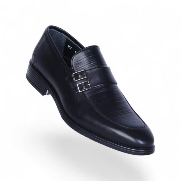 Censay 631 Siyah Antik Kauçuk %Deri Erkek Klasik Ayakkabı - Image 1