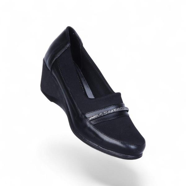 Vollex Vl2 Siyah 7Cm Kadın Dolgu Topuklu Ayakkabı - Image 1