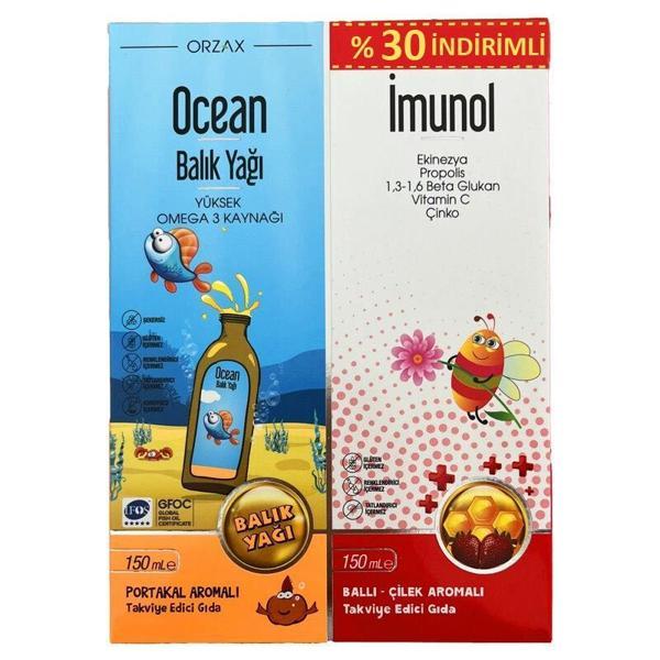Ocean Portakal Balık Yağı 150 Ml + İmunol 150 Ml Şurup %30 İndirimli - Image 1