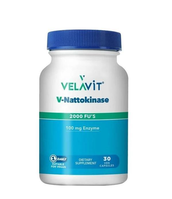 Velavit V-Nattokinase Fermente Soya Faslyesi Ekstresinden Gelen Nattokinaz İçeren Takviye Edici Gıda 30 Kapsül - Image 1